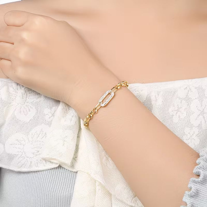 Pave Link Accent Chain Bracelet
