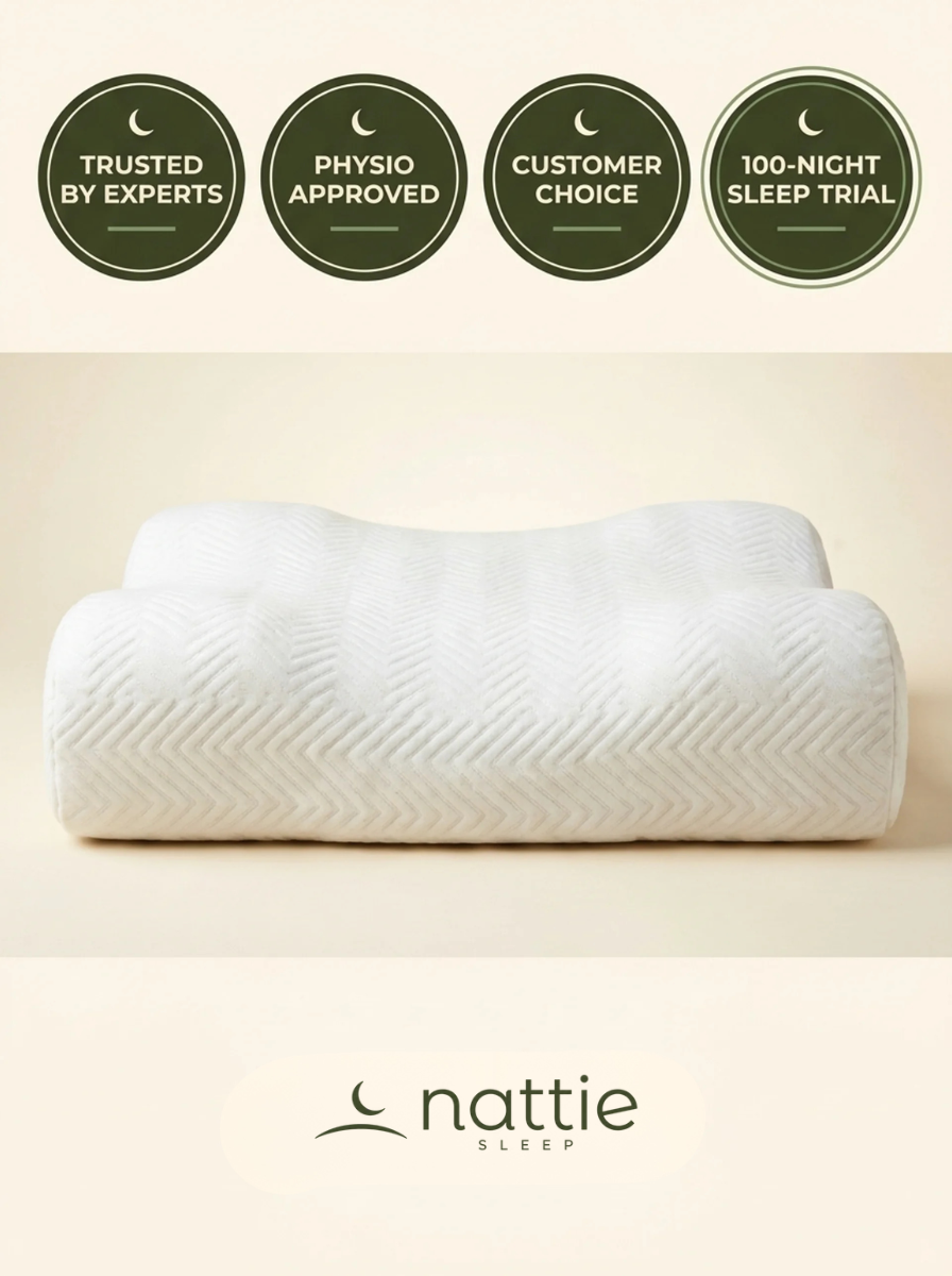 The NattieCurve pillow with trust seals