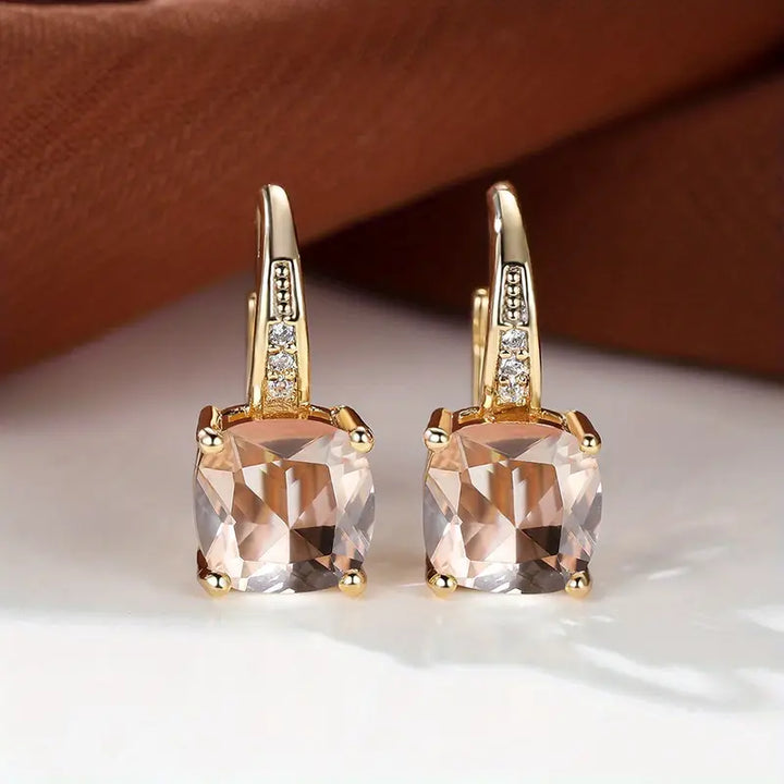 Mystic Sapphire Stone Hoop Gold Earrings