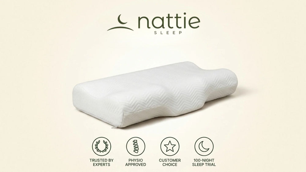 The NattieCurve pillow with trust seals