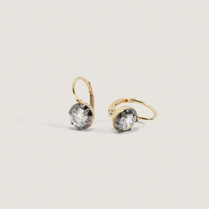 Rosette Black Rhodium Round Diamond Earrings