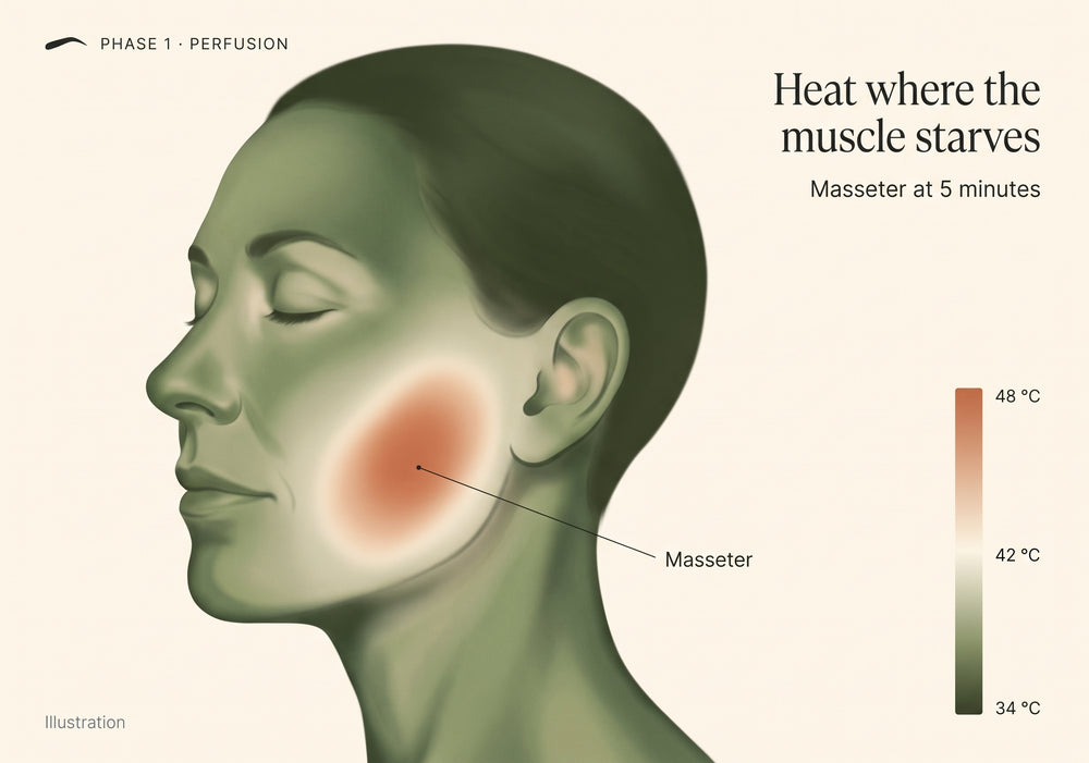 Thermal image of the jaw muscle after five minutes
