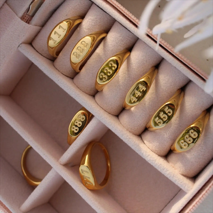 Angelica® Angel Number Signet Ring