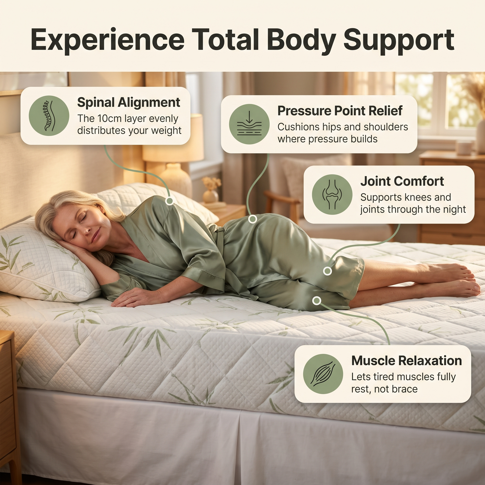 Nattie Restore™ — Bamboo Pain Relief Mattress Topper
