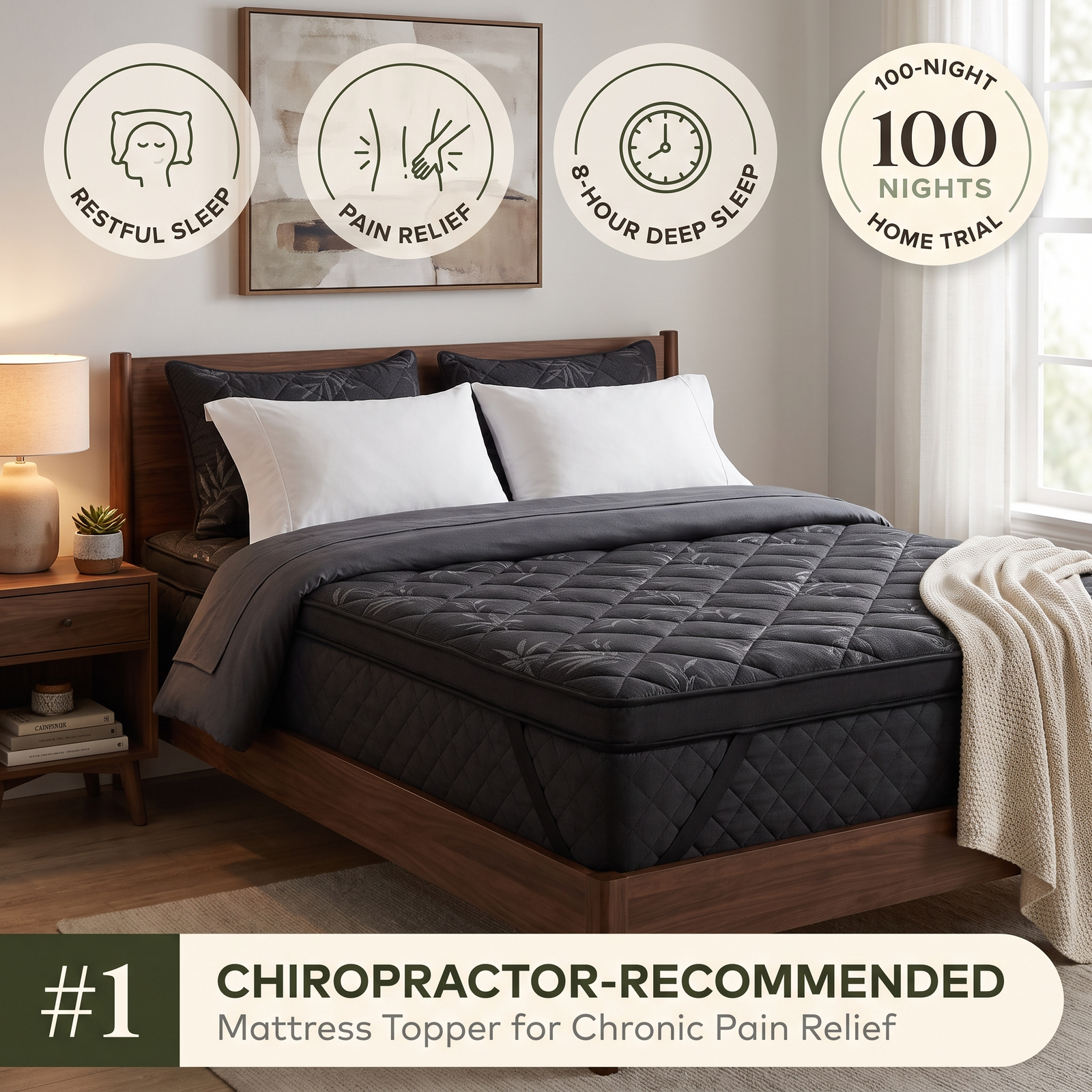 Nattie Restore™ — Bamboo Pain Relief Mattress Topper
