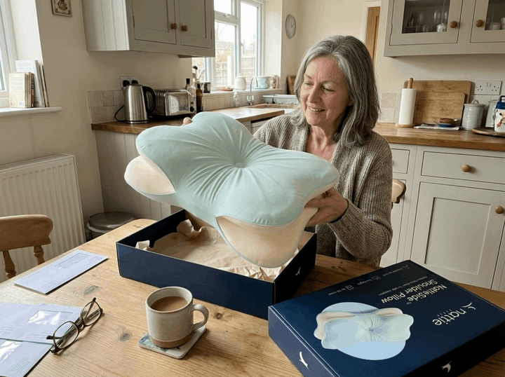 Customer unboxing the pillow